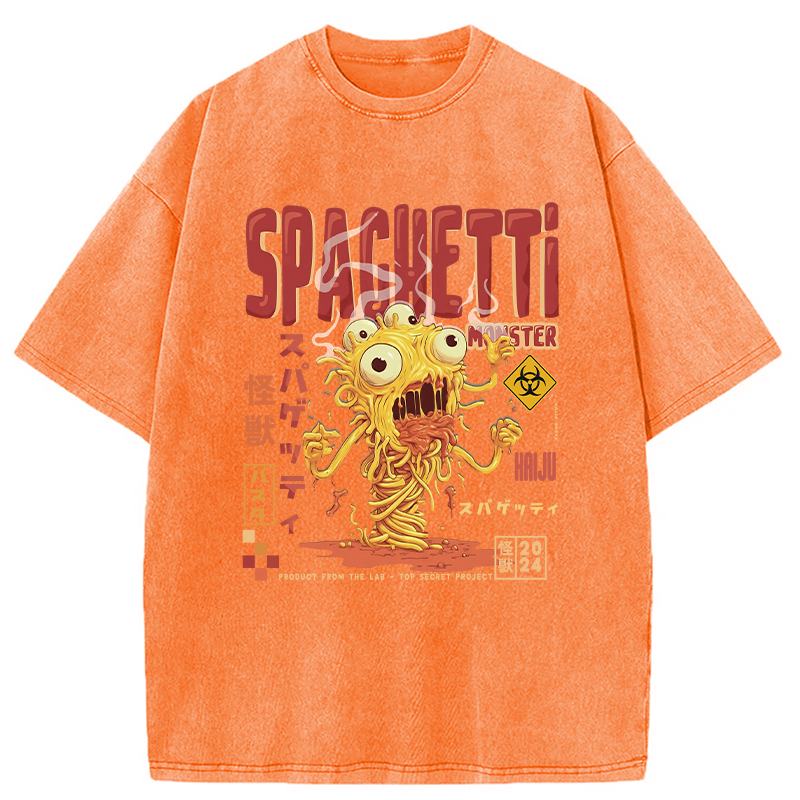 Modecanvas Monster Spaghetti Japanese Retro Tokyo Washed T-Shirt