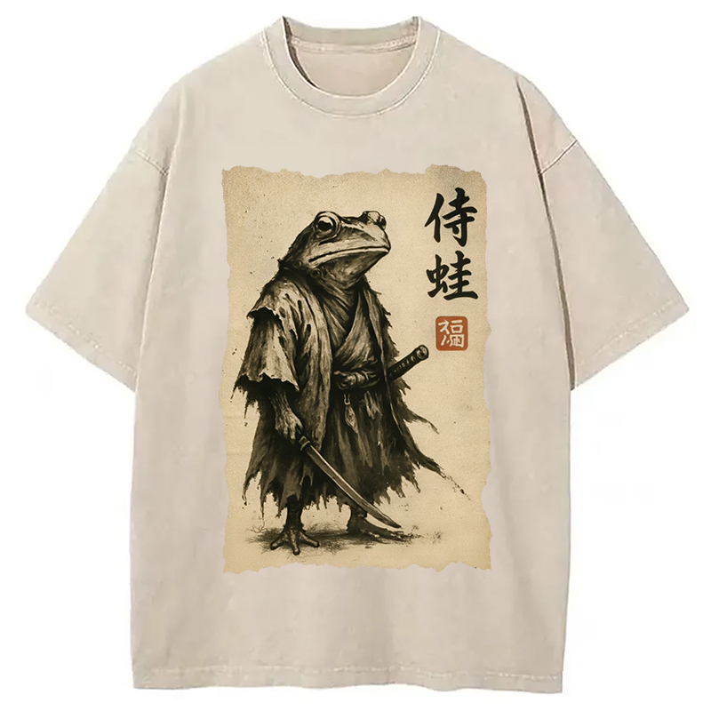 Modecanvas Samurai Frog Washed T-Shirt