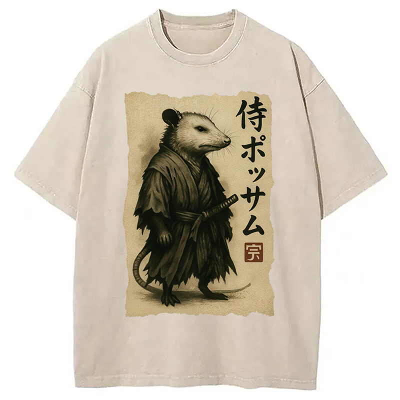Modecanvas Samurai Opossum Washed T-Shirt