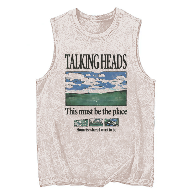 Modecanvas Talking Heads This Must Be the Place Lyric DTG Printing Washed Tank-modecanvas