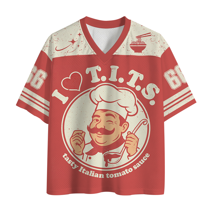 Modecanvas I Love TITS Tasty Italian Tomato Sauce Mesh Jersey-modecanvas