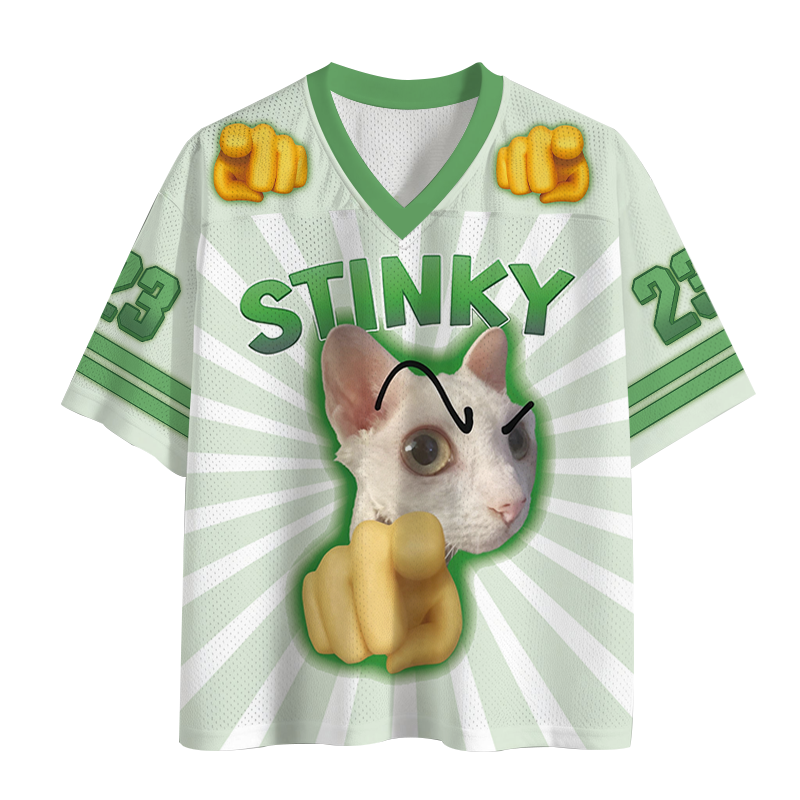 Modecanvas Stinky Funny Cat Meme Mesh Jersey-modecanvas