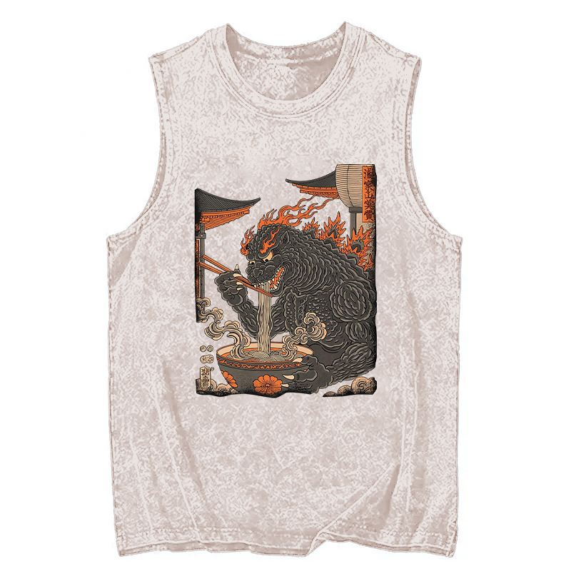 Modecanvas Vintage Monster Ramen DTG Printing Washed Tank-modecanvas