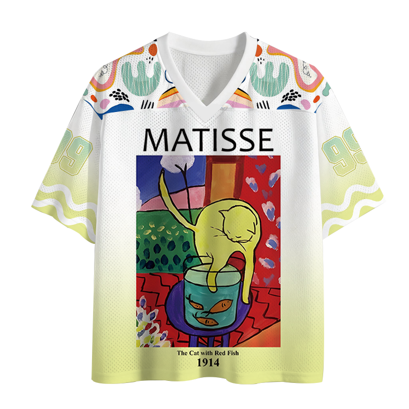 Modecanvas The Cat with Red Fish Mesh Jersey-modecanvas