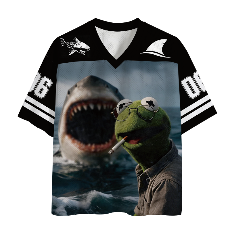 Modecanvas Smoking Frog Meme Mesh Jersey-modecanvas