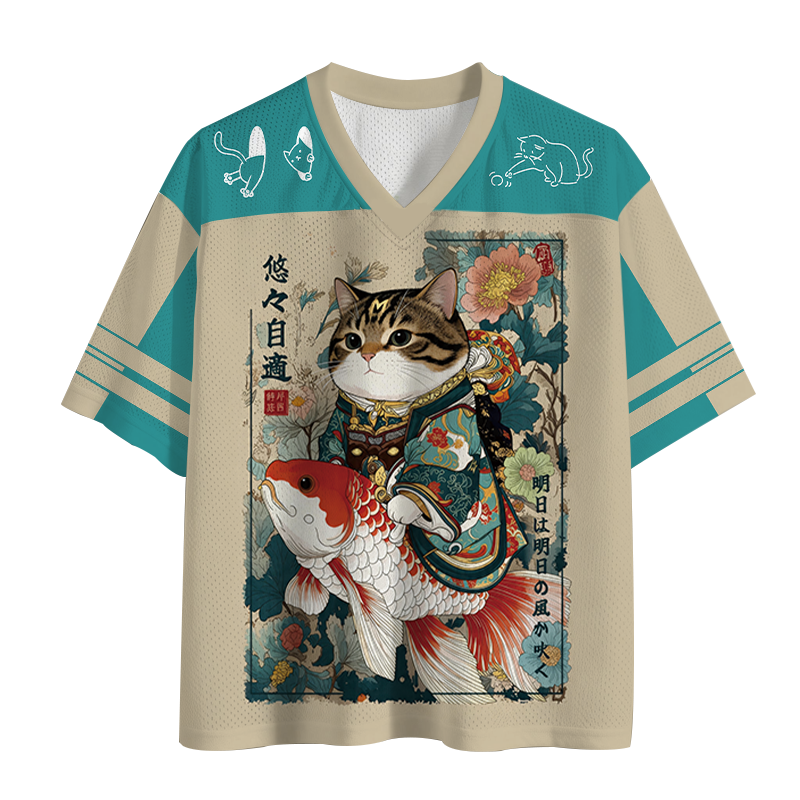 Modecanvas Lucky Koi Cat Mesh Jersey-modecanvas