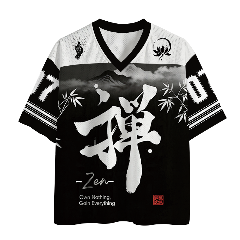 Modecanvas Japanese Zen Kanji Mesh Jersey-modecanvas