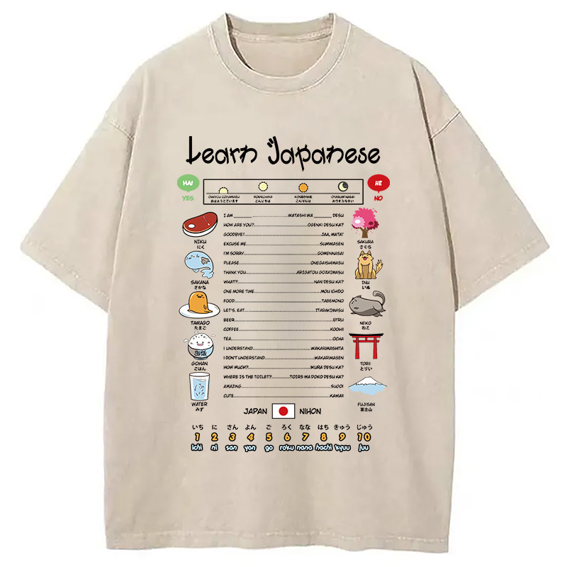 Modecanvas Learn Japanese Washed T-Shirt