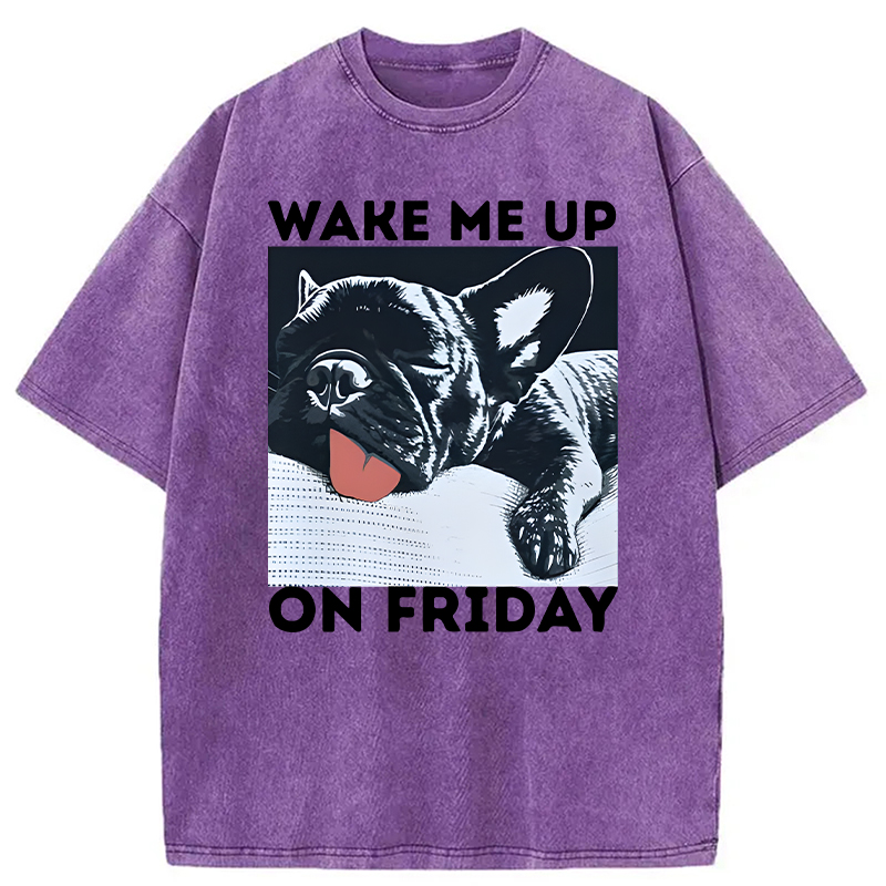 Modecanvas Wake Me Up On Friday DTG Printing Washed T-Shirt