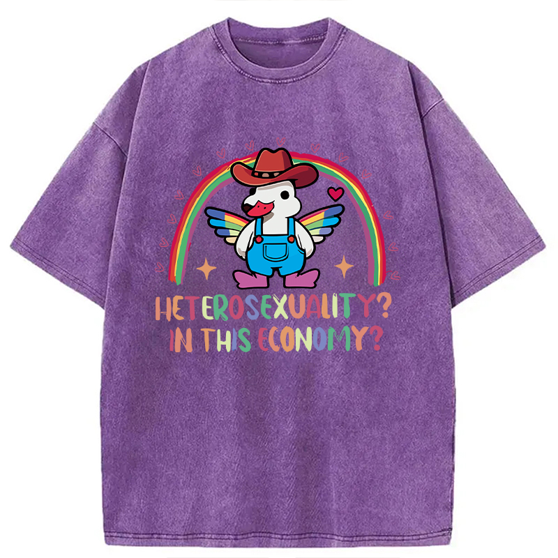 Modecanvas Duck Says No To Heteronormativity DTG Printing Washed T-Shirt