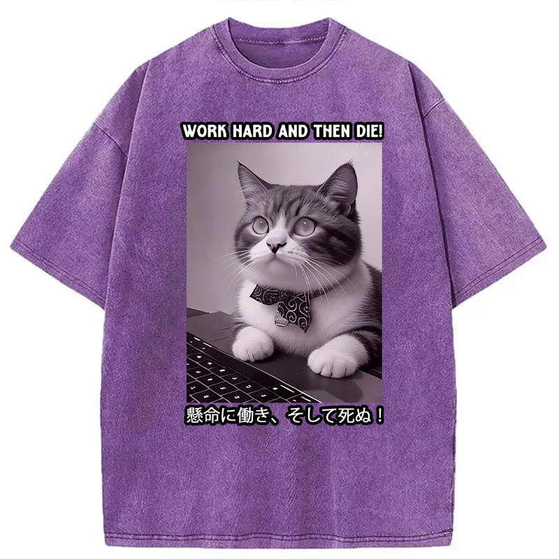 Modecanvas Work Hard And Then Die DTG Printing Washed T-Shirt
