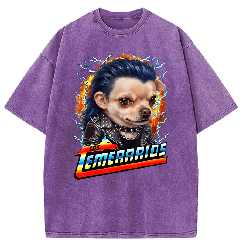 Modecanvas Los Temerarios Funny Dog Meme DTG Printing Washed T-Shirt