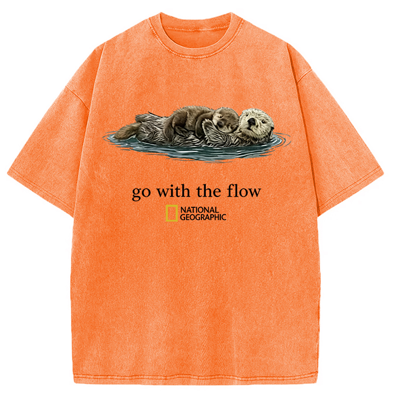 Modecanvas Go With The Flow Otter DTG Printing Washed T-Shirt