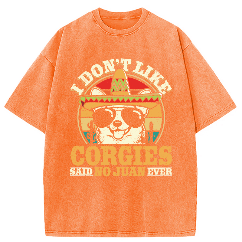 Modecanvas Mexican Corgi Dog DTG Printing Washed T-Shirt