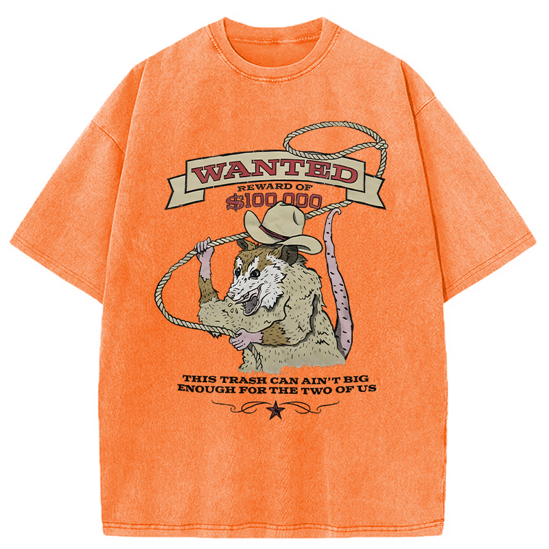 Modecanvas Wanted Cowboy Opossum DTG Printing Washed T-Shirt