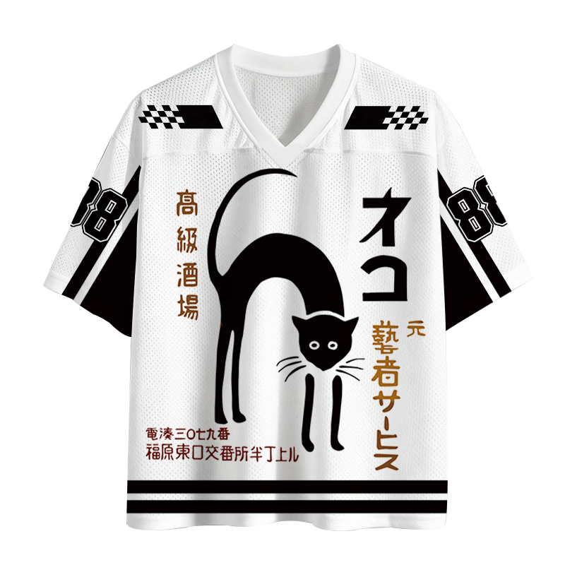 Modecanvas Japanese Cat Club Geisha Mesh Jersey-modecanvas