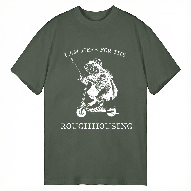 Modecanvas I Am Here for the Roughhousing Funny Frog DTG Printing Classic T-Shirt-modecanvas