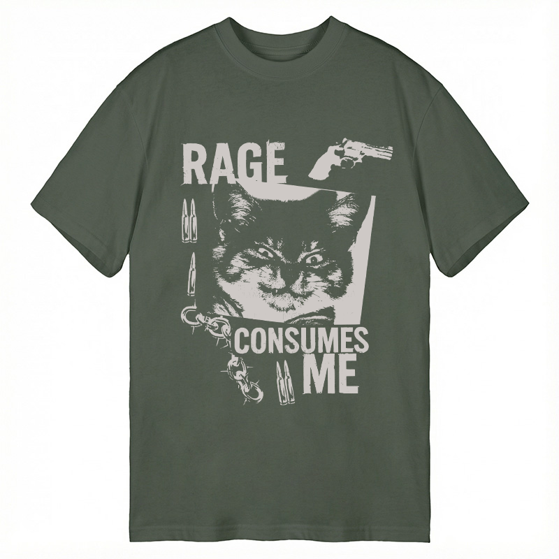 Modecanvas Rage Consumes Me Funny Cat Meme DTG Printing Classic T-Shirt-modecanvas