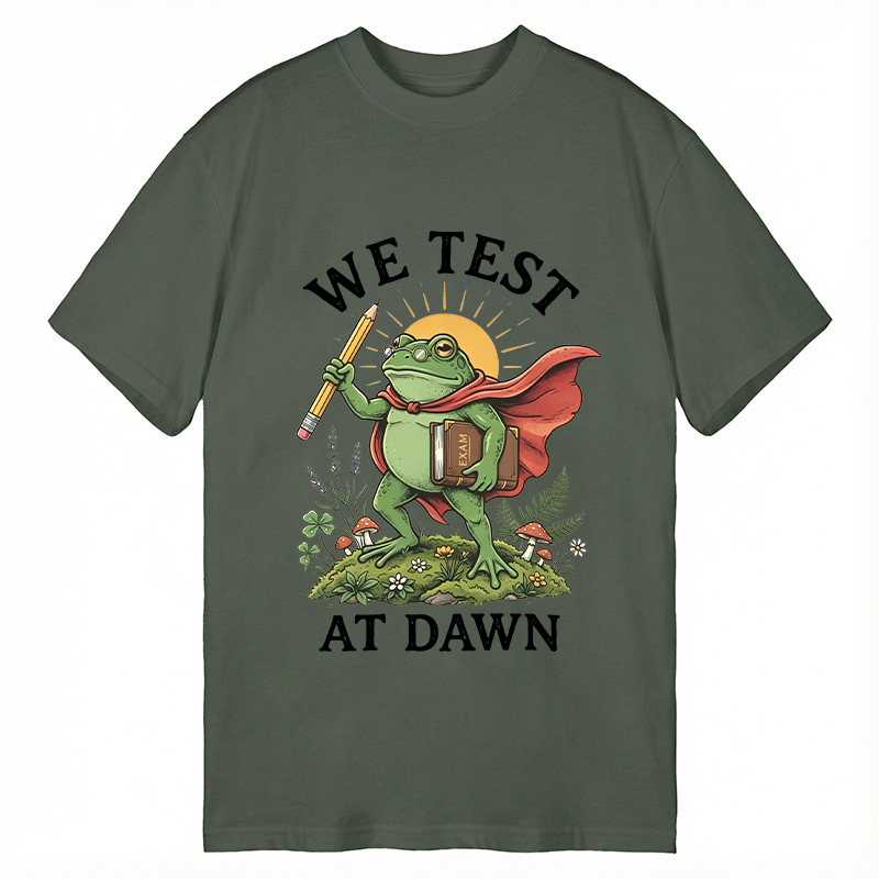 Modecanvas We Test At Dawn Funny Frog DTG Printing Classic T-Shirt-modecanvas