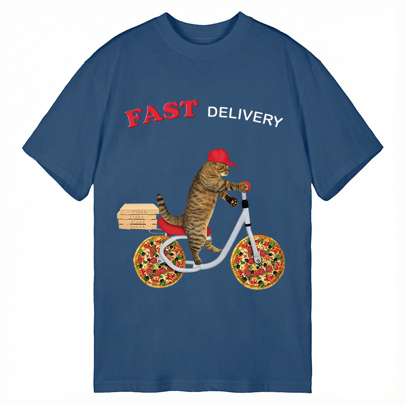 Modecanvas Cat Delivery Food DTG Printing Classic T-Shirt-modecanvas