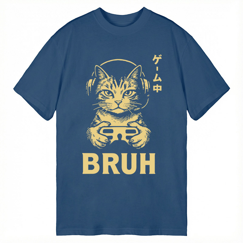 Modecanvas Bruh Gamer Cat DTG Printing Classic T-Shirt-modecanvas