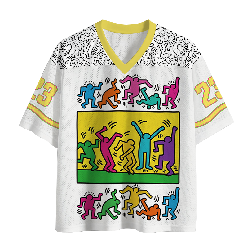 Modecanvas Dancing Figures Mesh Jersey-modecanvas