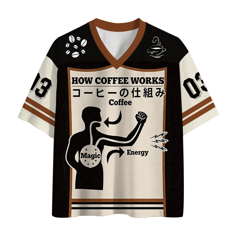 Modecanvas Coffee Is Magic And Energy Mesh Jersey-modecanvas