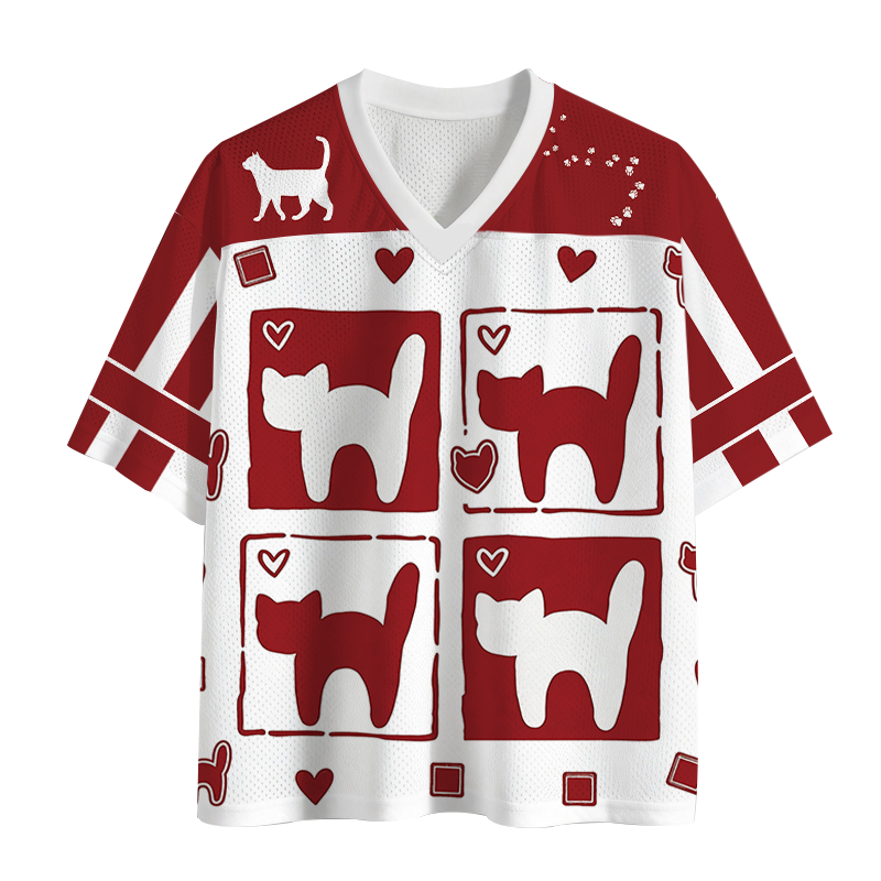 Modecanvas Cat Hearts Y2K Mesh Jersey-modecanvas