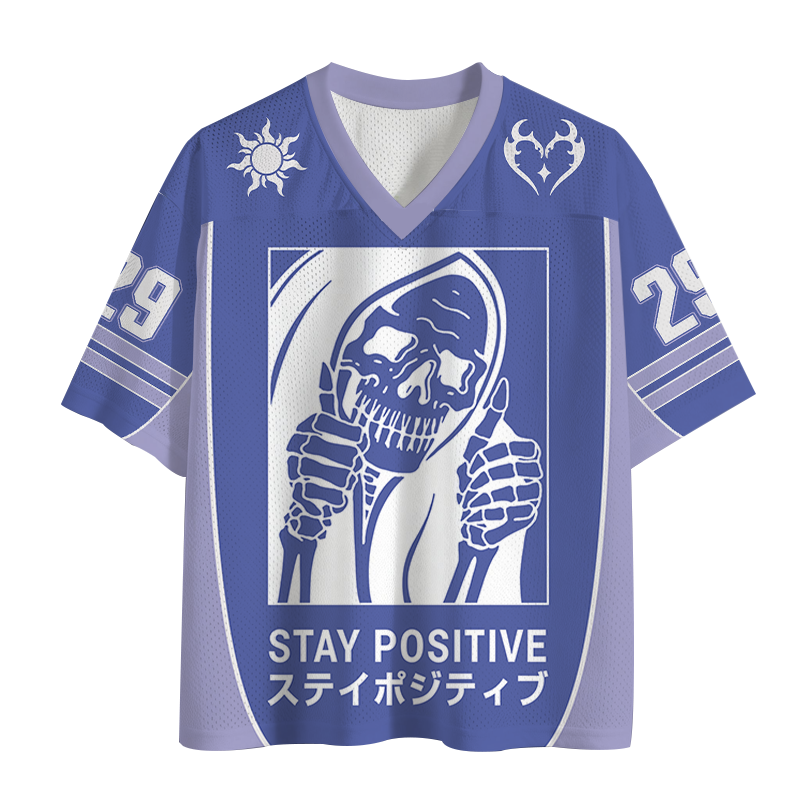 Modecanvas Stay Positive Skeleton Mesh Jersey-modecanvas