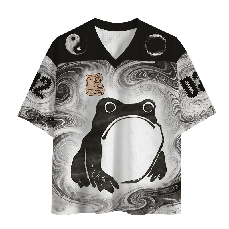Modecanvas Matsumoto Hoji Woodblock Print Frog Mesh Jersey-modecanvas