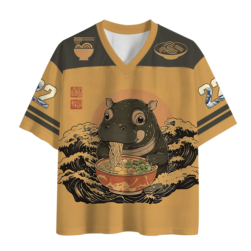 Modecanvas Moo Deng Eat Ramen Mesh Jersey-modecanvas