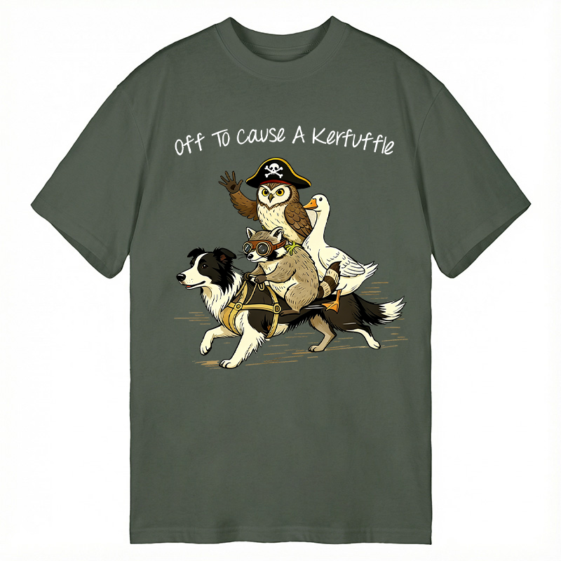 Modecanvas Off To Cause A Kerfuffle Funny Animal Group Meme DTG Printing Classic T-Shirt-modecanvas