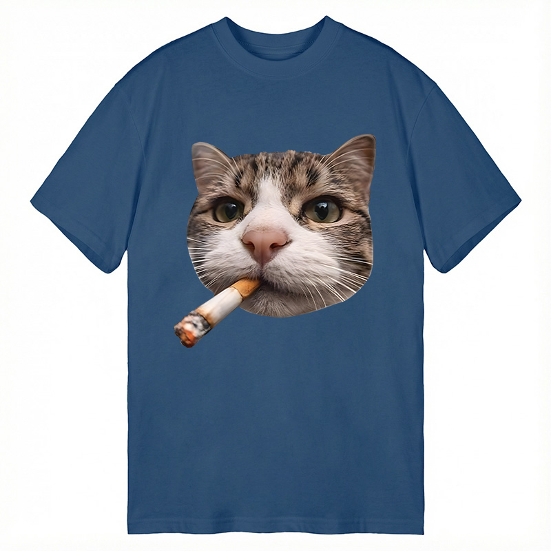 Modecanvas Smoking Cat Meme DTG Printing Classic T-Shirt-modecanvas