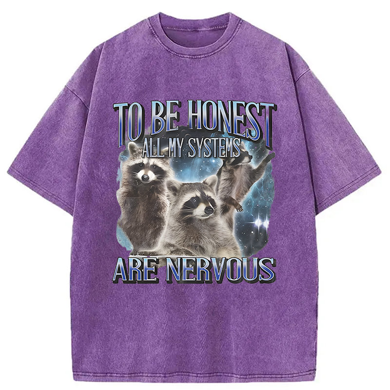 Modecanvas To Be Honest All My Systems Are Nervous DTG Printing Washed T-Shirt