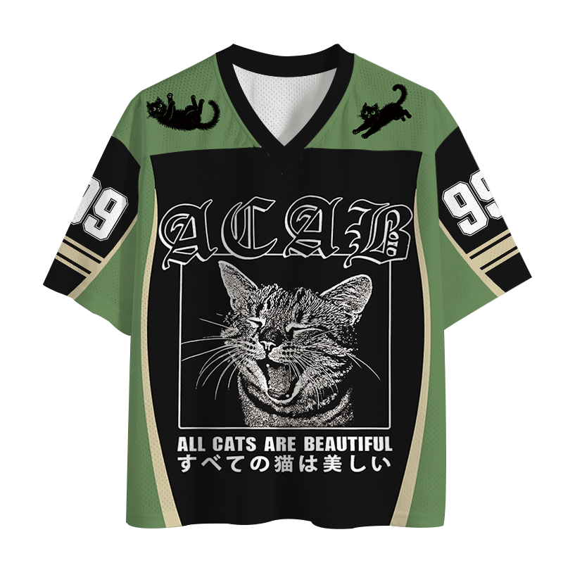 Modecanvas Beautiful Funny Cat ACAB Mesh Jersey-modecanvas