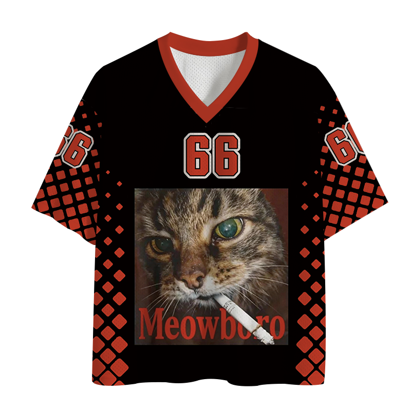Modecanvas Funny Smoking Cat Meme Mesh Jersey-modecanvas