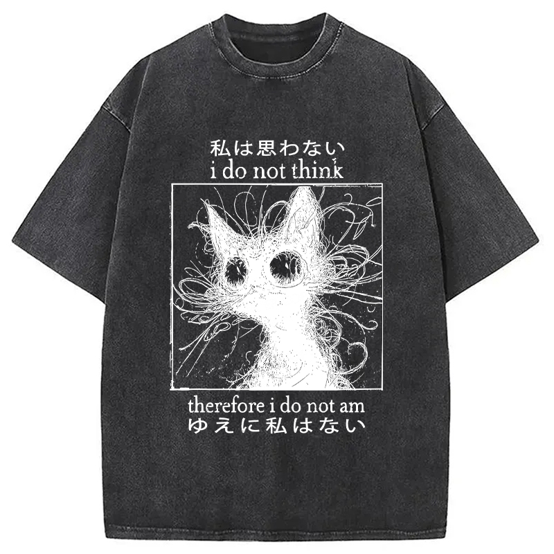 Modecanvas The Philosophy Of Cat Washed T-Shirt