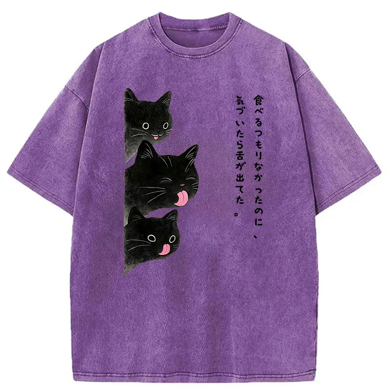 Modecanvas Cats Who Forgot They Stuck Tongues Out DTG Printing Washed T-Shirt