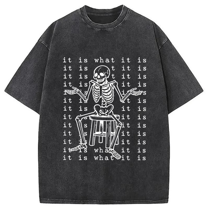 Modecanvas Helpless Skeleton DTG Printing Washed T-Shirt-modecanvas