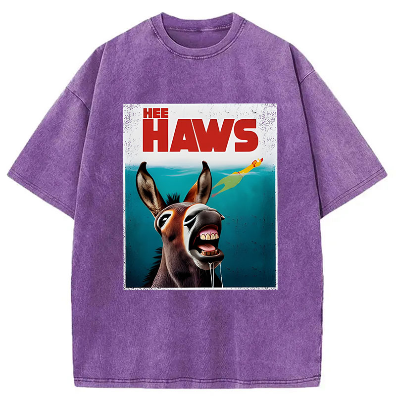 Modecanvas Funny Donkey And Rubber Chicken DTG Printing Washed T-Shirt