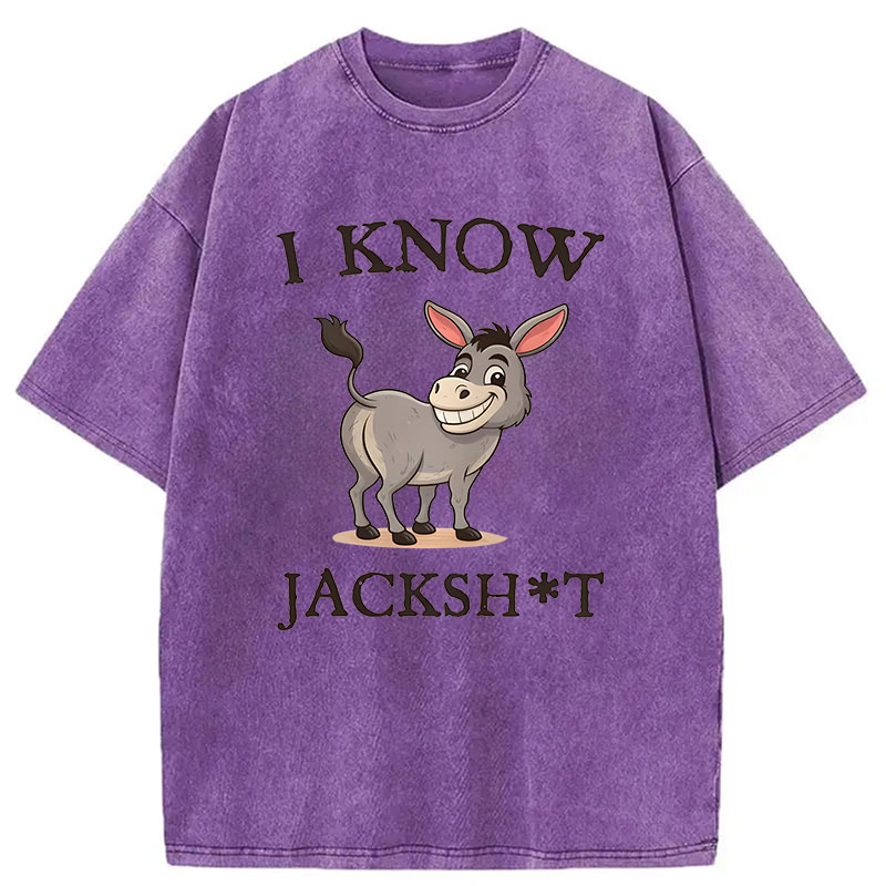Modecanvas I Know Jackshit Donkey DTG Printing Washed T-Shirt