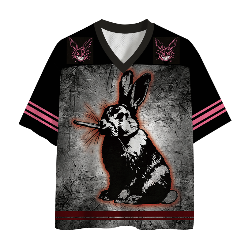 Modecanvas Funny Rabbit Smoking Mesh Jersey-modecanvas