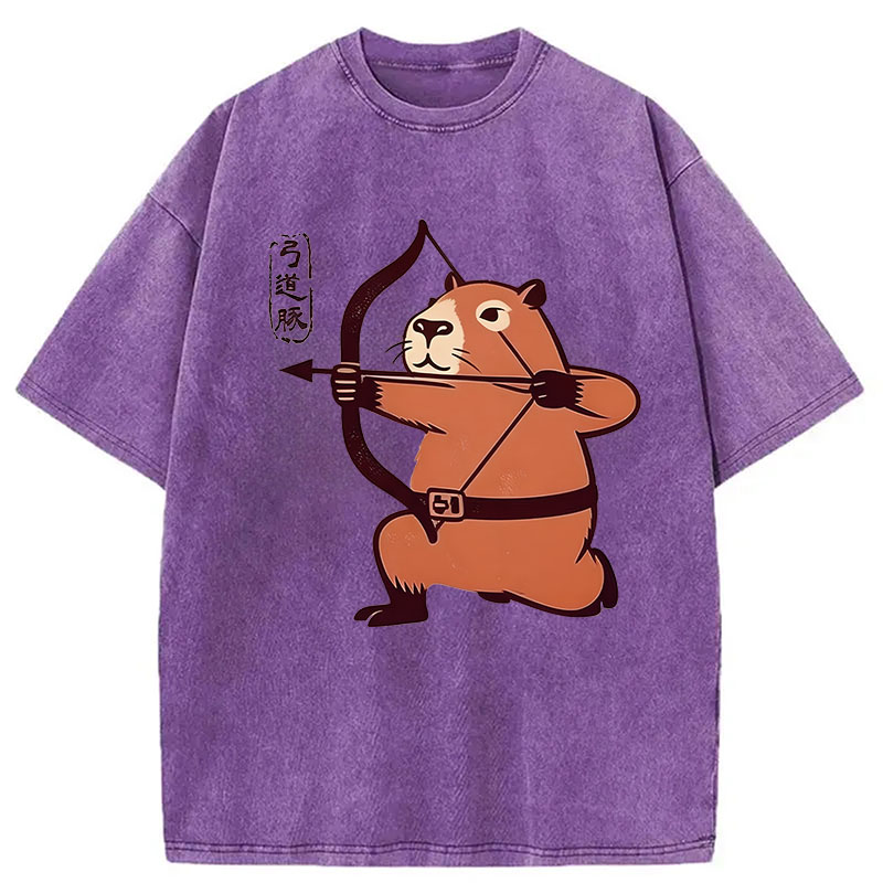 Modecanvas The Capybara Archer DTG Printing Washed T-Shirt