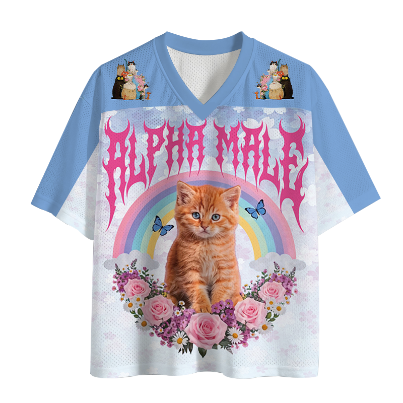 Modecanvas Alpha Male Funny Kitten Mesh Jersey-modecanvas