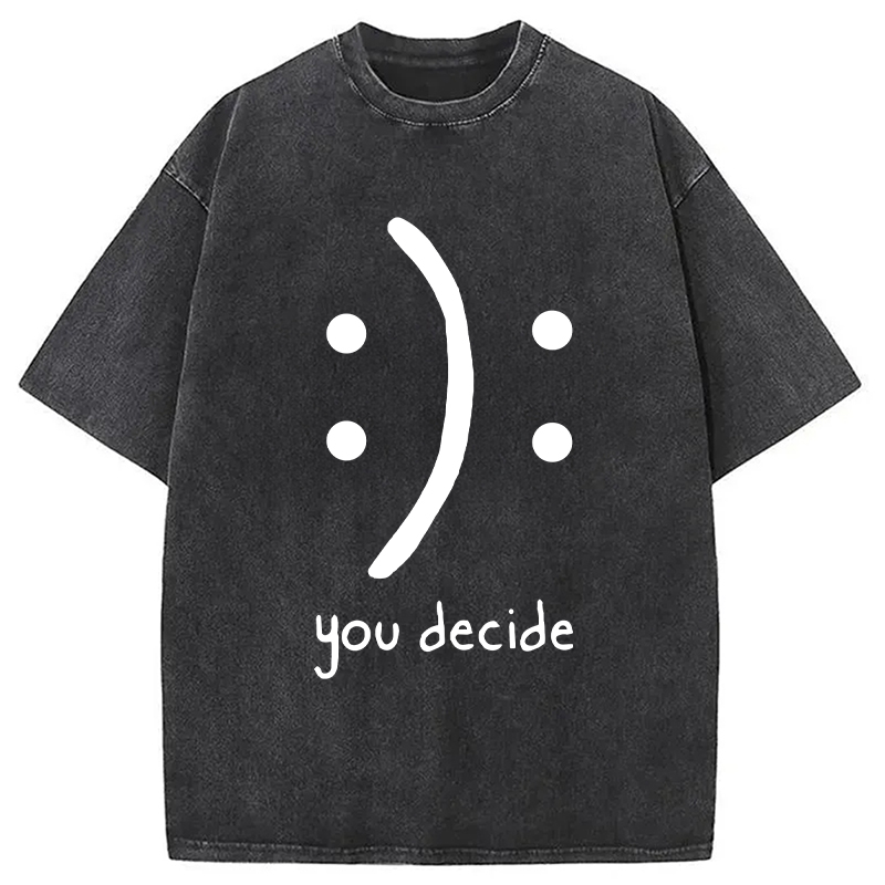 Modecanvas Laugh Or Sad Washed T-Shirt