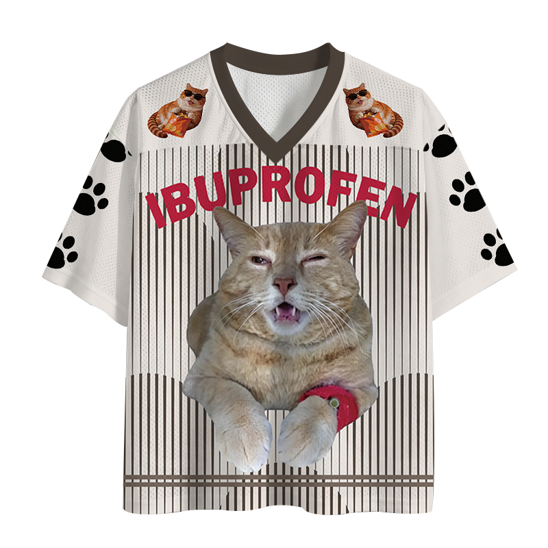 Modecanvas Hilarious Ibuprofen Cat Meme Mesh Jersey-modecanvas