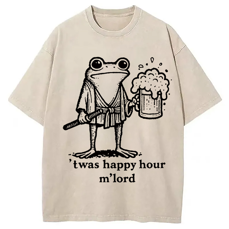 Modecanvas Happy Hour Frog Washed T-Shirt