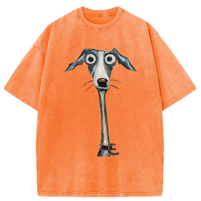Modecanvas Funny Dog Art DTG Printing Washed T-Shirt