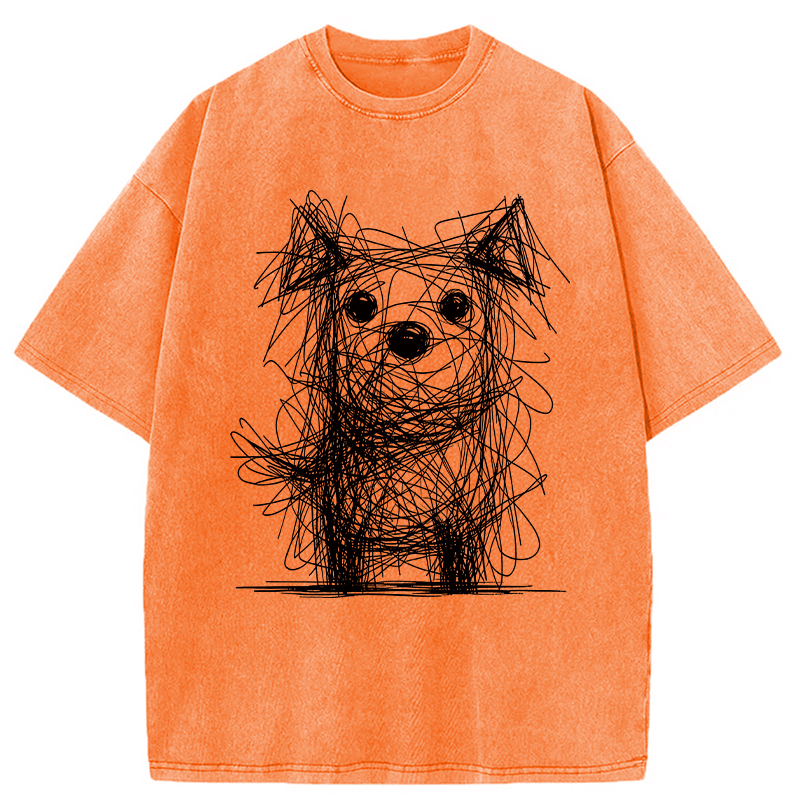 Modecanvas Scruffy Dog Chaos Art DTG Printing Washed T-Shirt