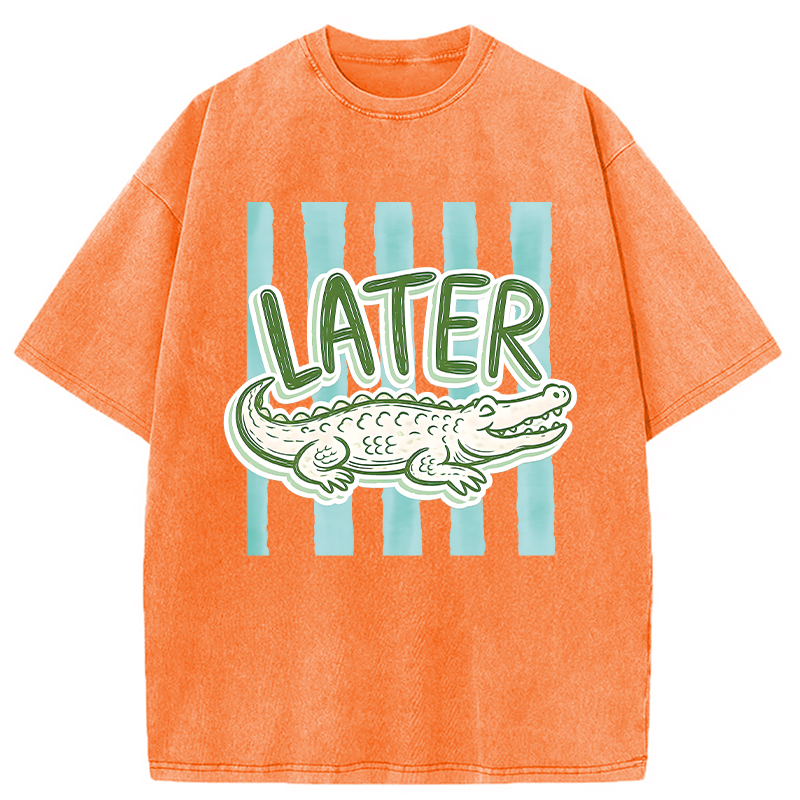 Modecanvas After While Crocodile DTG Printing Washed T-Shirt